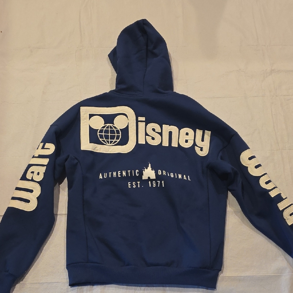 Disney NWT Disney World Unisex Adult Full Zip‎ Hoodie Jacket Navy S